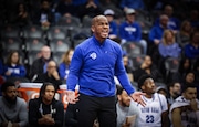 Seton Hall Pirates head coach Shaheen Holloway reacts during the first half against the Villanova Wildcats, Wednesday, Feb. 26, 2025, in Newark, N.J.